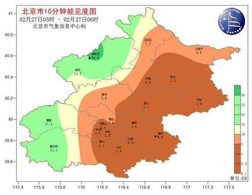 北京今晨空气质量达重度污染 明天冷空气来袭