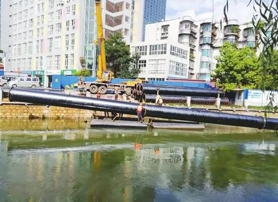 盘龙江一条10公里长黑粗管道 为净水厂尾水传输工程