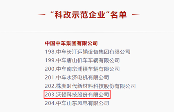 上榜！沃顿科技入选国务院国资委“科改示范企业名单”！